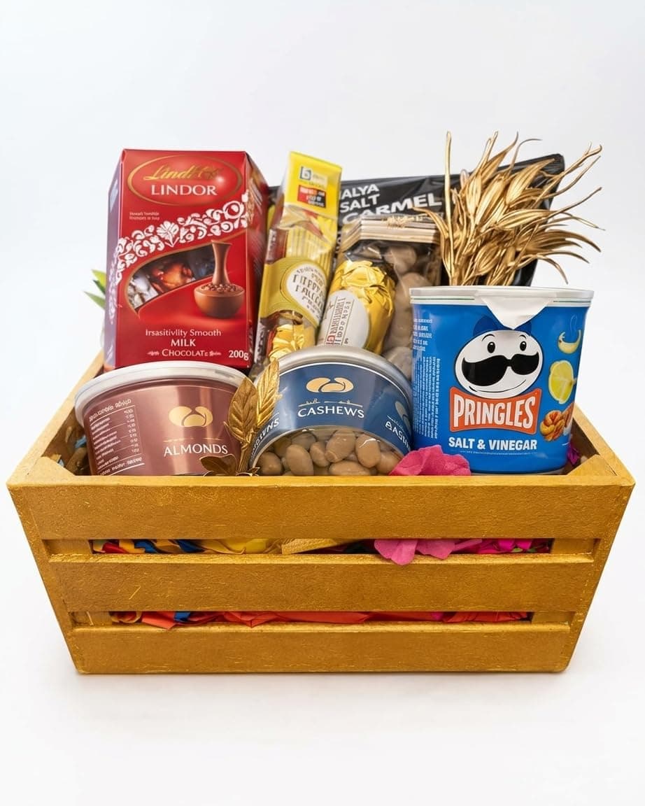 Chocolate Gift Hamper Basket (8 Items) — Assorted Chocolates & Snacks