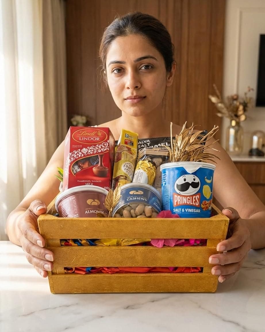 Chocolate Gift Hamper Basket (8 Items) — Assorted Chocolates & Snacks