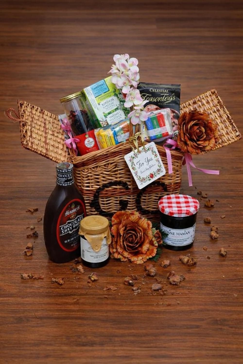 Chocolate Gift Hamper Basket — Assorted Chocolates & Treats - alternate view showing gift packaging